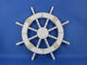 Rustic White Ship Wheel with Anchor 18'', Anchor Decor, Beach Theme