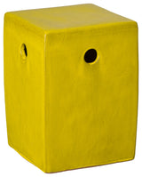 Mustard Yellow Square Ceramic Garden Stool