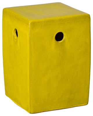 Mustard Yellow Square Ceramic Garden Stool