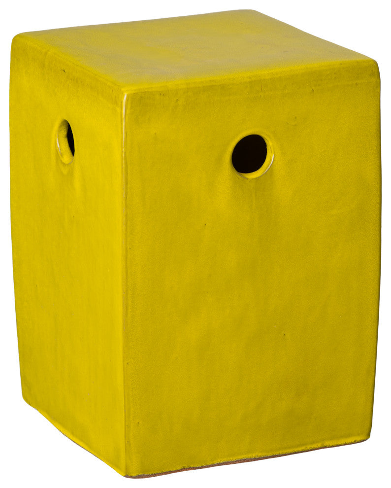 Mustard Yellow Square Ceramic Garden Stool
