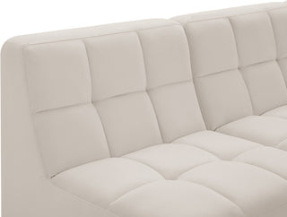 Relax Velvet Upholstered 5-Piece L-Shaped Modular Sectional, Cream