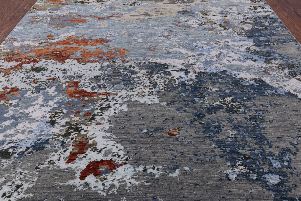 8' 0" X 10' 1" Modern Wool and Silk Hand Knotted Rug Q7182