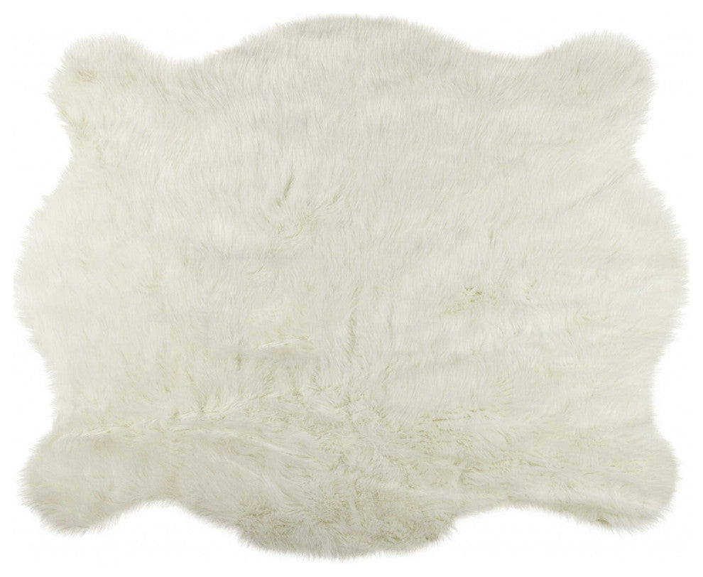5'x8' Polar Bear Off White Faux Hide Area Rug