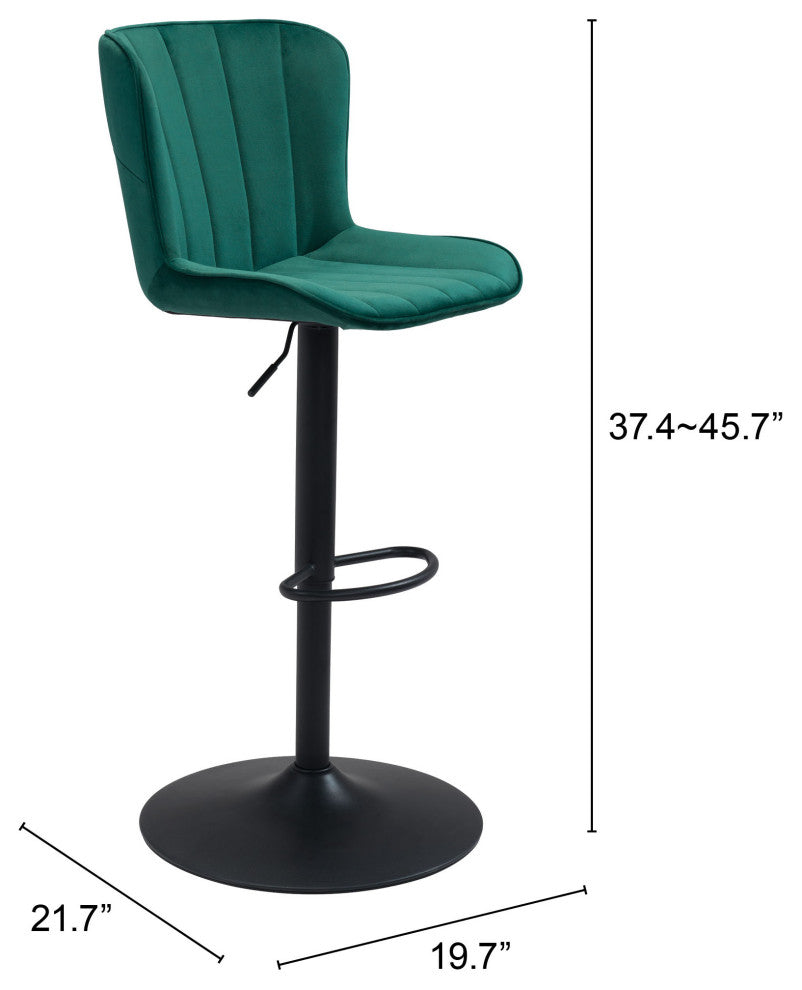 Bar Stool Chair Barstool, Steel Metal, Fabric, Green, Black, Cafe Bistro