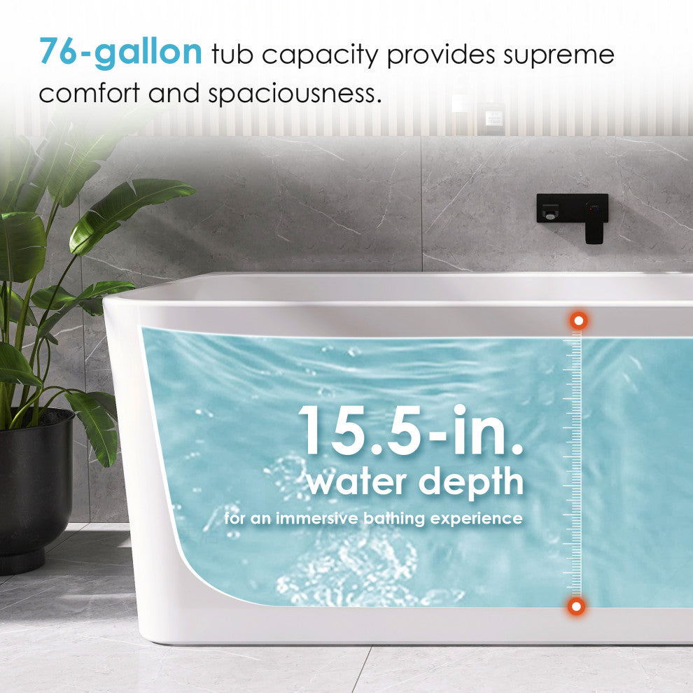 Lilac Flat Bottom Freestanding Acrylic Soaking Bathtub