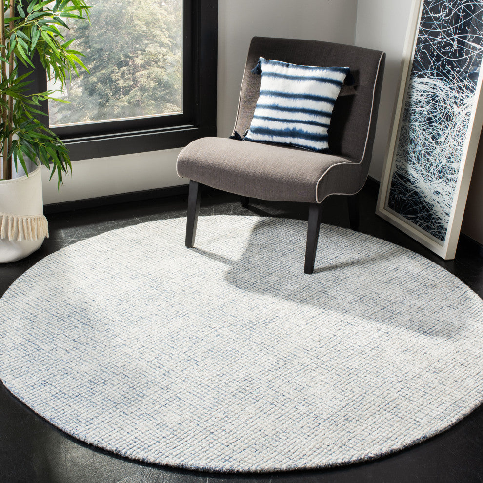 Safavieh Couture Abstract Collection, ABT470 Rug, Ivory/Blue, 4' Round
