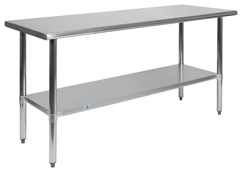 Stainless Steel 18 Gauge Work Table with Undershelf - NSF Certified, 60"w X 24"d