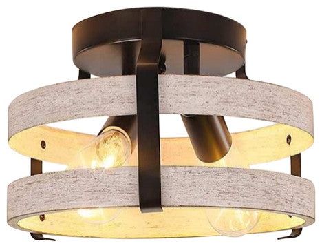 2 Light Drum Ceiling Light Fixture, Farmhouse, Flush Mount