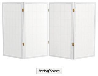3' Tall Window Pane Shoji Screen, White, 4 Panels