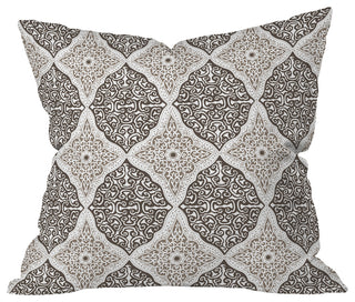 Belle13 Curly Rhombus Neutral Outdoor Throw Pillow, Medium