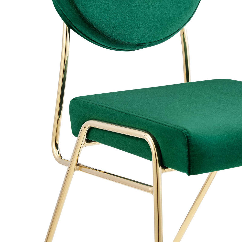 Craft Performance Velvet Dining Side Chair, Gold Green