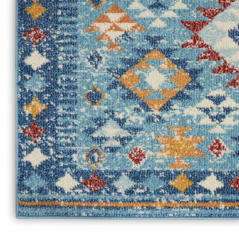 8" x 10" Blue and Multi Diamonds Area Rug