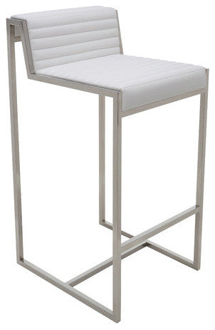Zola Leather Counter Stool with Stainless Steel Frame, White