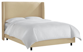 Maxwell Wingback Bed, Linen Linen, Queen