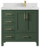 Malibu 36 Right Offset Bath Vanity in Lafayette Green 2" Calacatta Nuvo