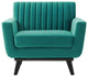 Tufted Armchair Accent Chair, Velvet, Teal Blue, Modern, Lounge Hospitality