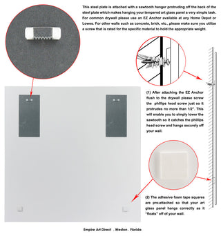 "Multiform I" Abstract Wall Art on Frameless Free Floating Tempered Glass