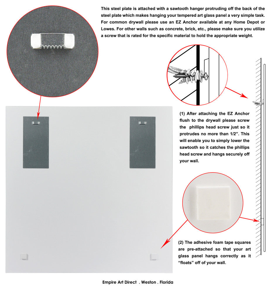 "Multiform I" Abstract Wall Art on Frameless Free Floating Tempered Glass