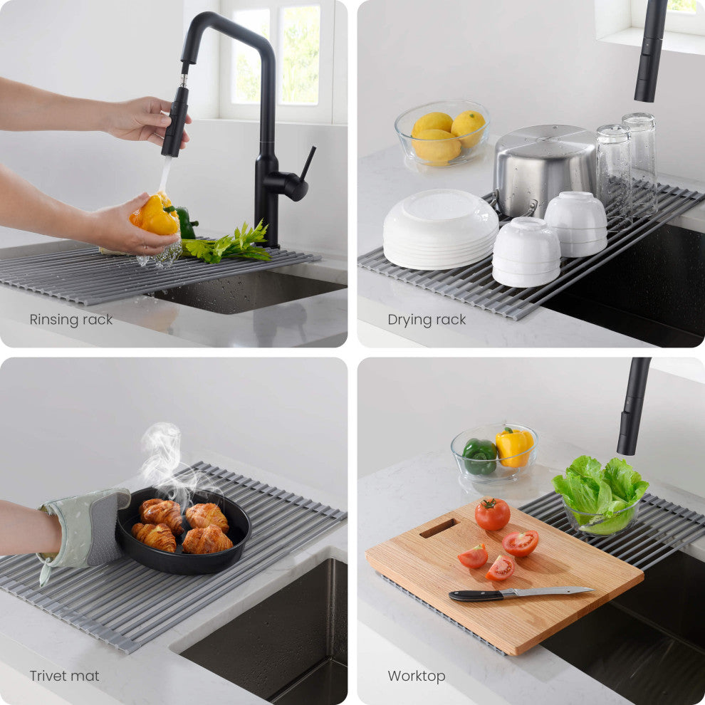 KIBI Multipurpose Stainless Steel Roll Up Drain Tray, 17"