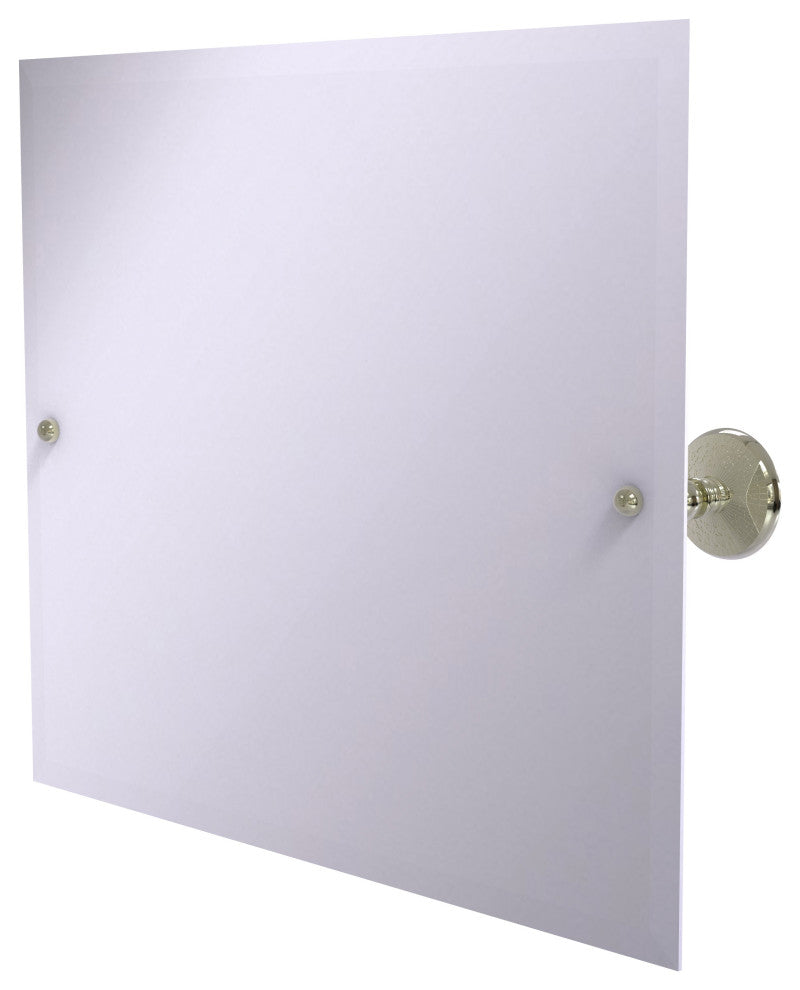 Frameless Landscape Beveled Edge Tilt Mirror, Polished Nickel