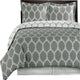 Brooksfield 100% Cotton Printed Duvet Cover Set, Gray and White, Full/Queen