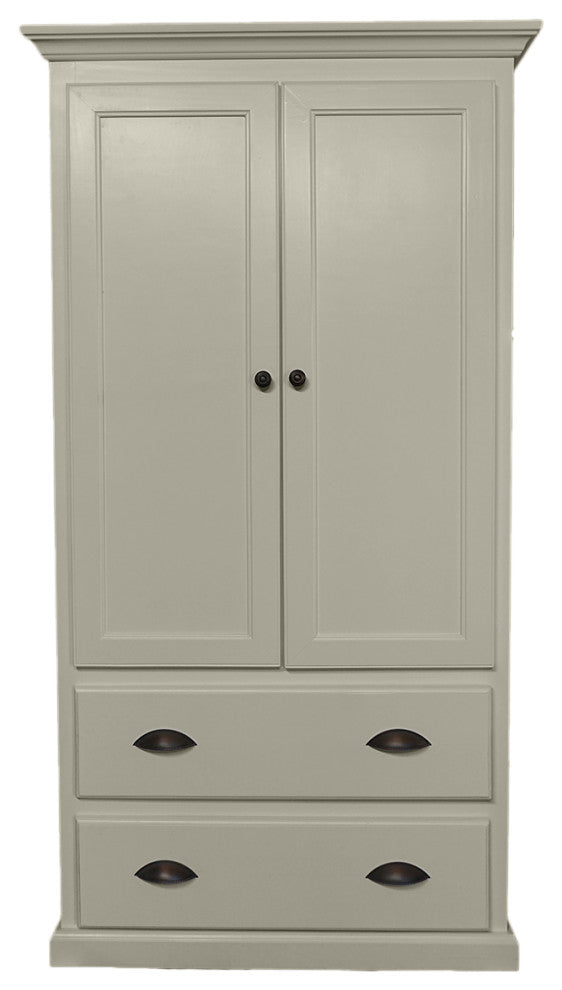 Modern Solid Wood Wardrobe, Soft White