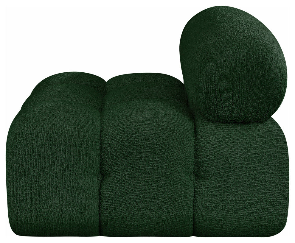Ames Boucle Fabric Modular Chair, Green, Armless Chair