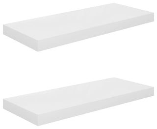 vidaXL Floating Wall Shelves 2-Piece High Gloss White 23.6"x9.3"x1.5" MDF