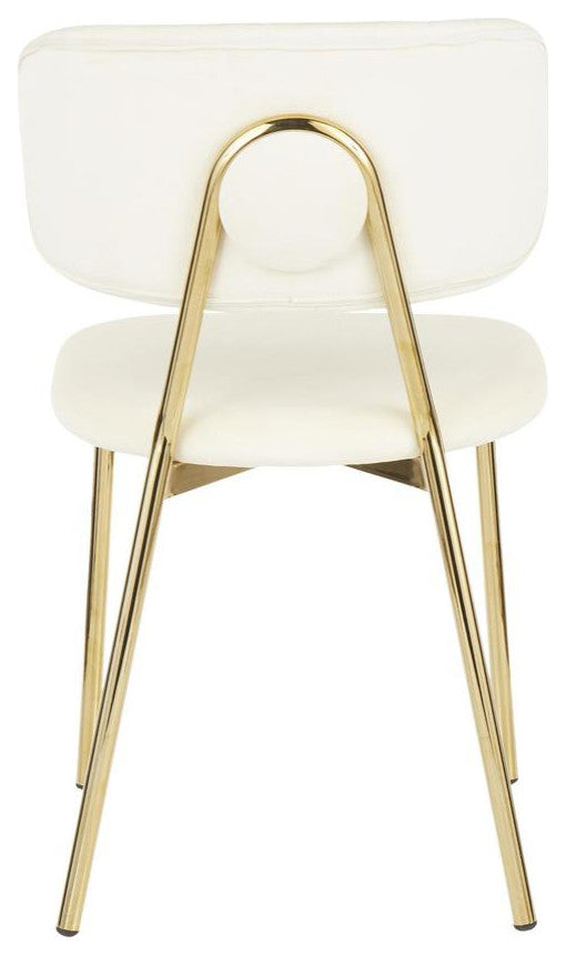 Bouton Contemporary/Glam Chair in Gold Metal and Cream Velvet - Set of 2