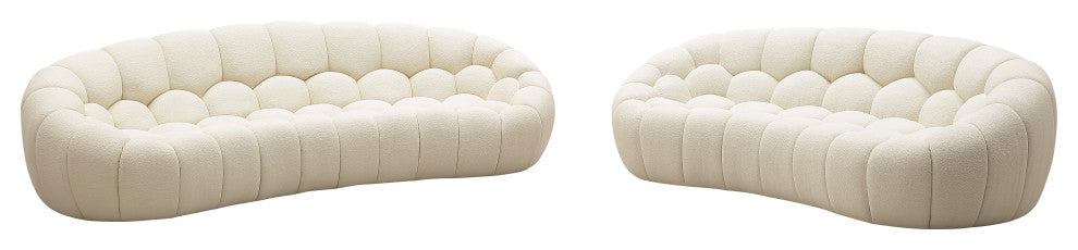 Divani Casa Yolonda Modern Curved Off-White Fabric Loveseat