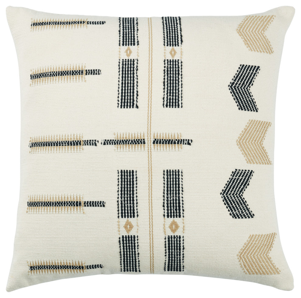 Jaipur Living Longkhum Tribal Cream/Black Down Pillow 18" Square