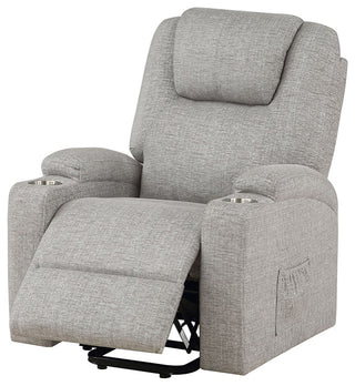 ACME Evander Recliner With Power Lift, Light Gray Chenille