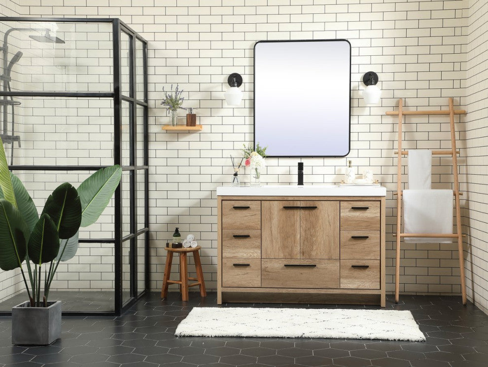 Walker Natural Oak-Light Bathroom Vanity, Natural Oak, 48"