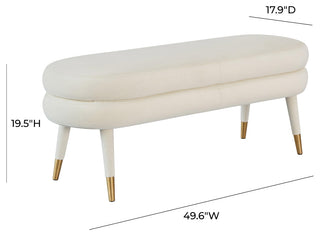 TOV Furniture Betty Cream Velvet Bench