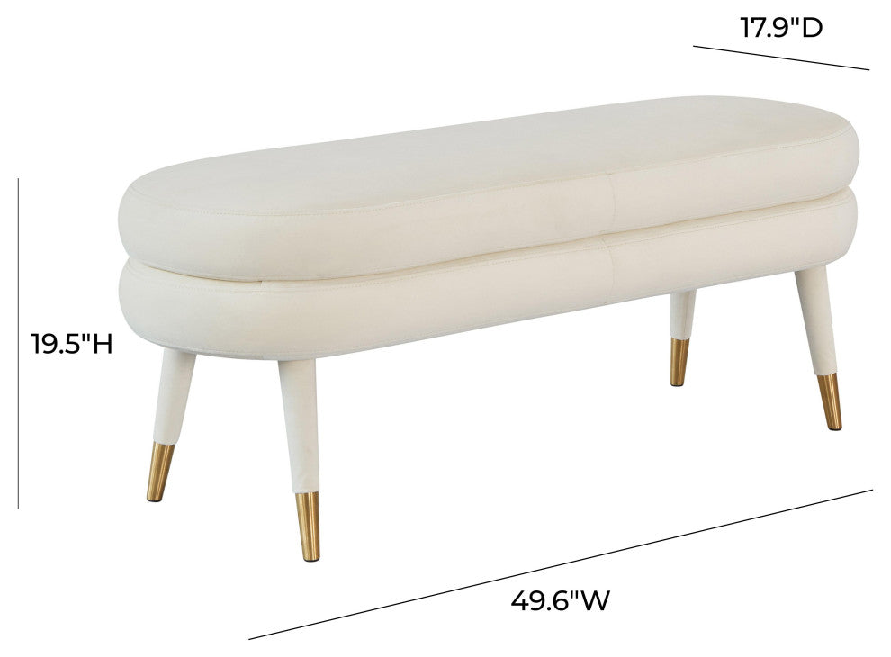 TOV Furniture Betty Cream Velvet Bench