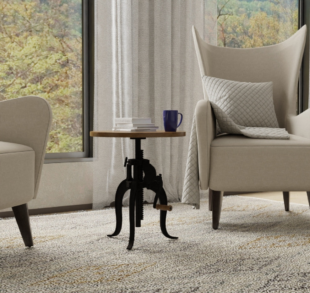 Regan Adjustable Crank Accent Table, Harvest Oak/Industrial