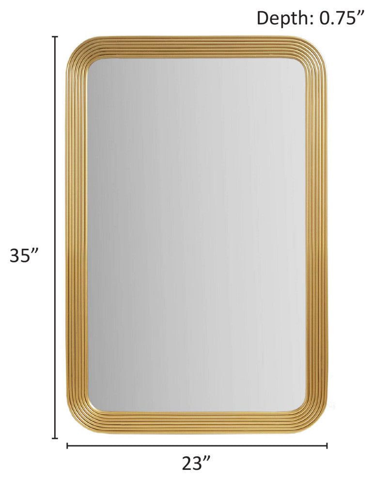 Madison Park Aurelia Rounded Rectangle Fluted Wall Mirror, Gold