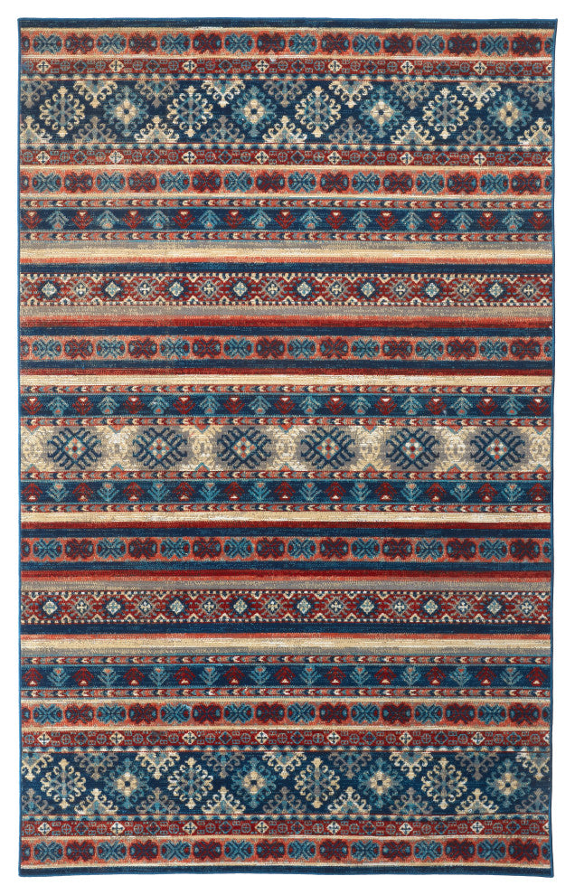 Weave & Wander Kezia Rug, Classic Blue/Ochre Red, 10ft x 13ft-2in