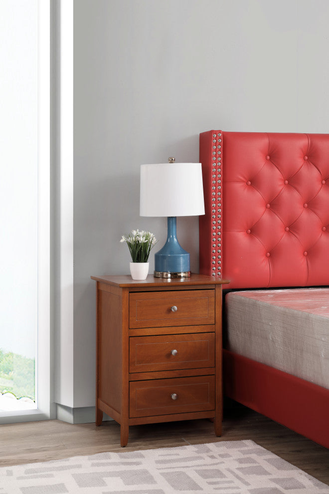 Drake 3-Drawer Nightstand, Oak