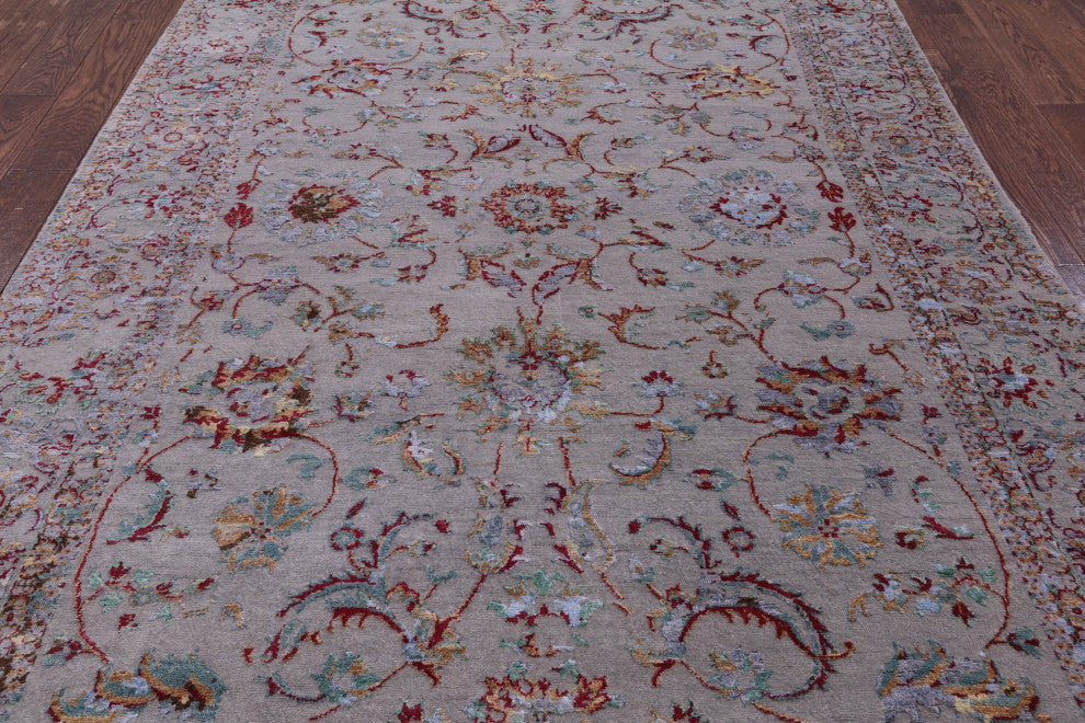 Persian Wool and Silk Handmade Rug 6' 1" X 9' 1" Q7112