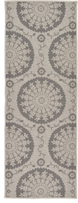 Unique Loom Gray Medallion Outdoor 2'x6' Runner Rug