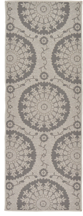 Unique Loom Gray Medallion Outdoor 2'x6' Runner Rug