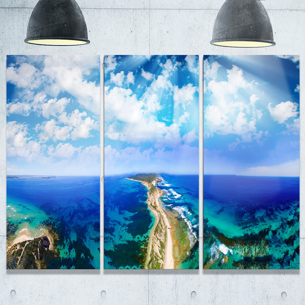 "Blue Fort Nepean Road from Helicopter" Metal Wall Art, 3 Panels, 36"x28"