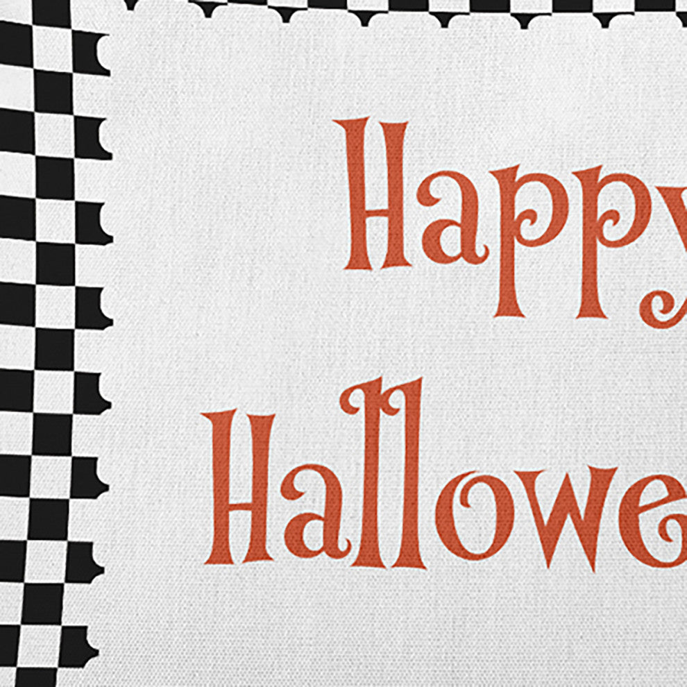 Happy Halloween Checks Accent Pillow, Black, 26"x26"