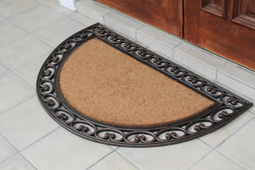A1HC Natural Coir & Rubber 30"x48", Front Door Entry Doormat, Standard Half Round Copper