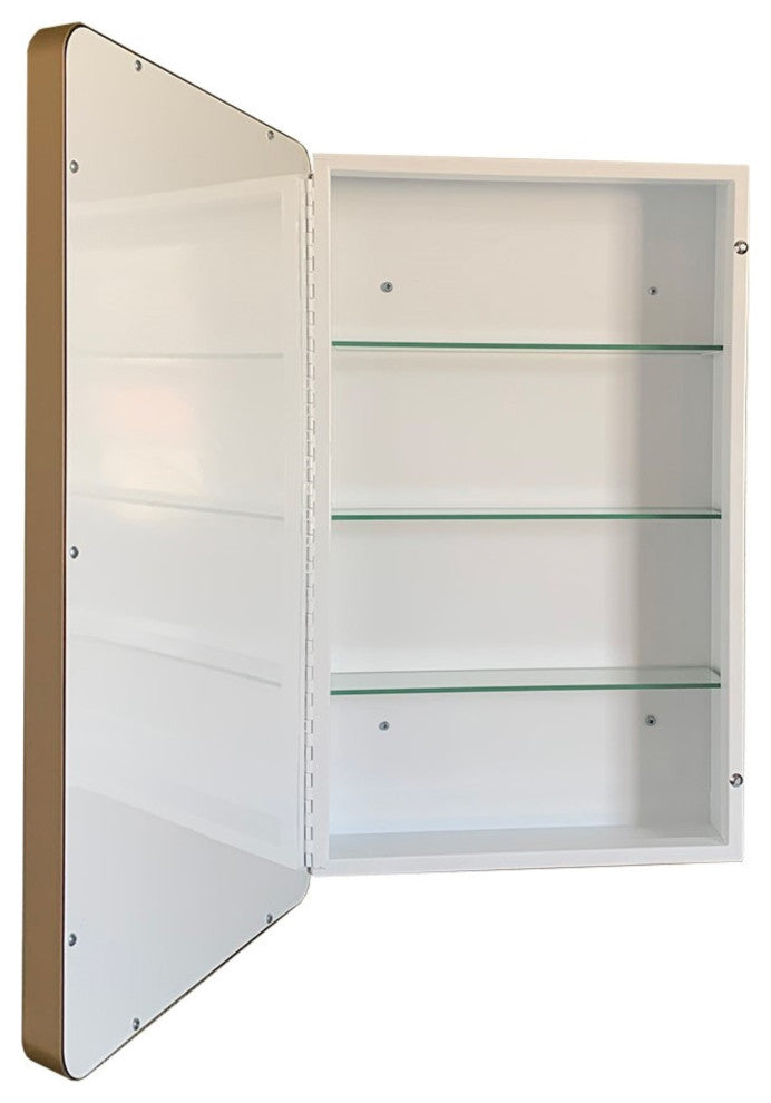 Rectangular metal Frame Medicine Cabinet, Brushed Gold