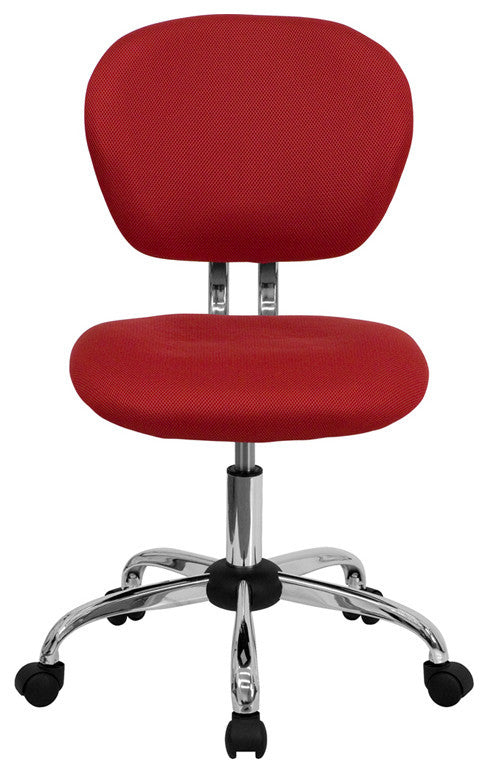 Mid-Back Red Mesh Swivel Task Chair with Chrome Base
