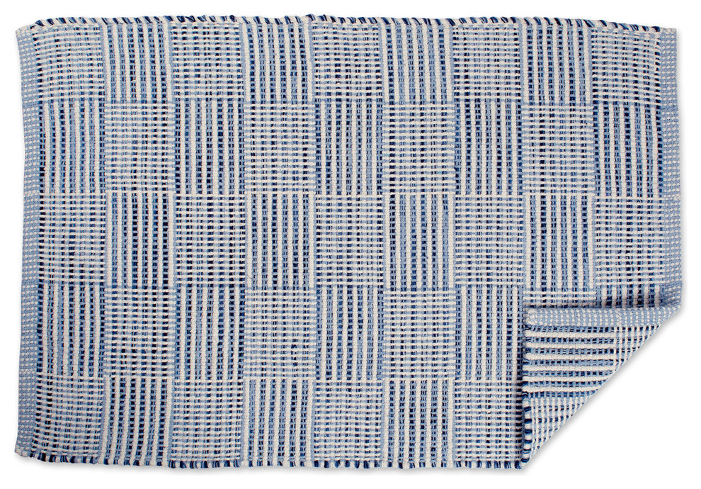 DII Blue Squares Recycled Yarn Rug 2'x3'