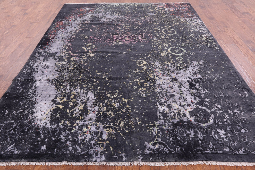 Wool and Silk Modern Hand Knotted Rug 8' 2" X 10' 4" Q8494