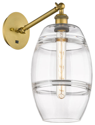 Ballston-Vaz 1-Light 8" Sconce, Arm Adjusts Up/Down, Brushed Brass, Clear